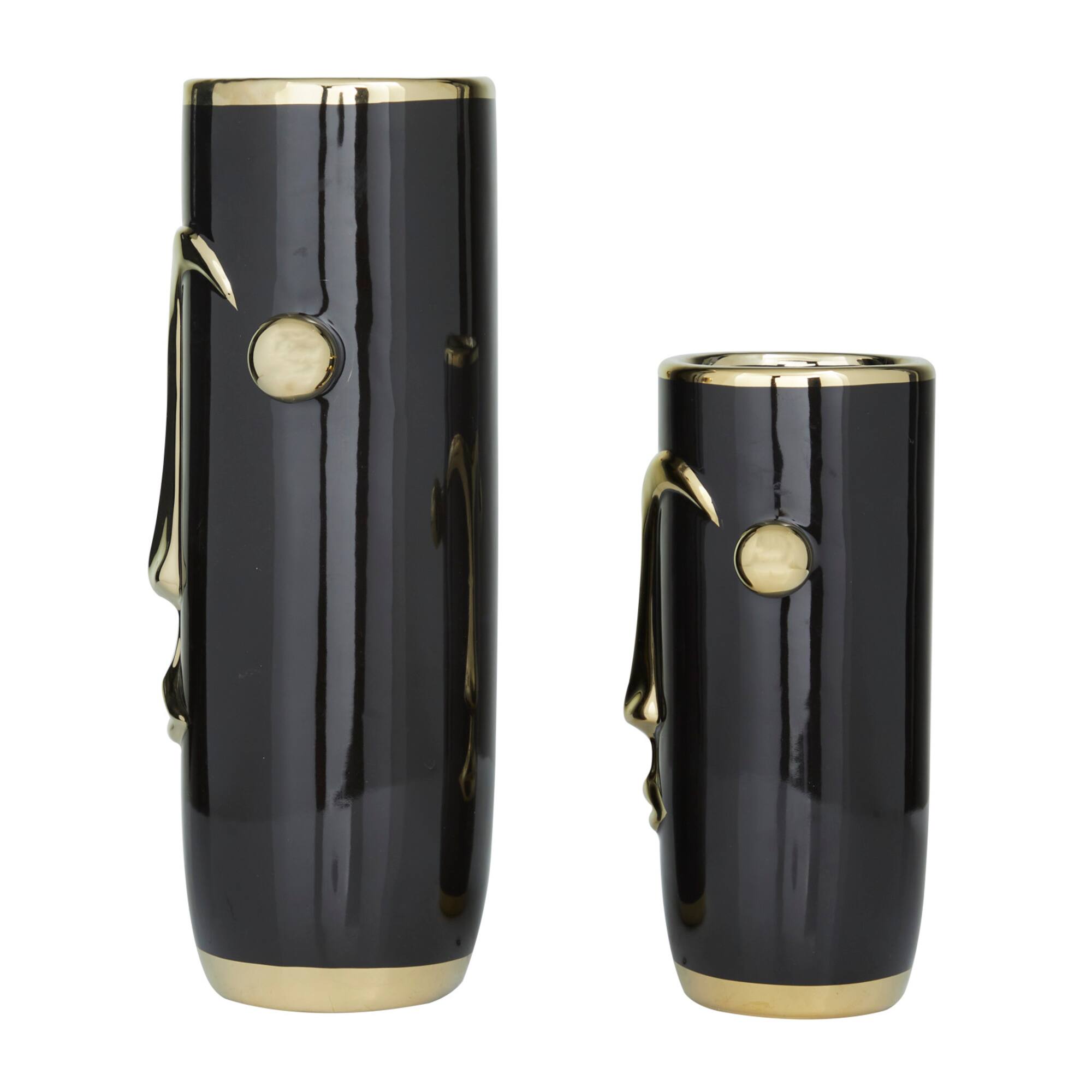 Black Stoneware Modern Abstract Vase,